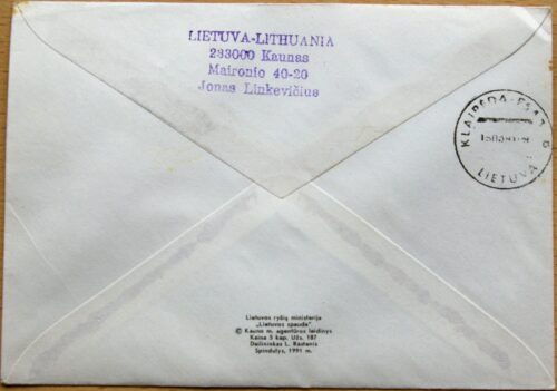 Lietuva, 1991m pirmos dienos vokas su MiNr 463 G
