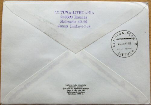 Lietuva, 1991m pirmos dienos vokas su MiNr 463 G