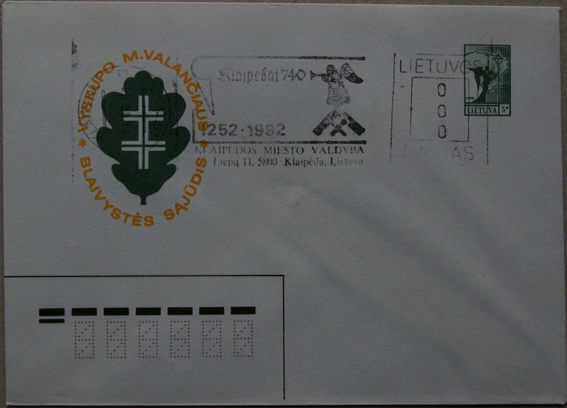 Lietuva, 1990m ženklinis vokas C6 G