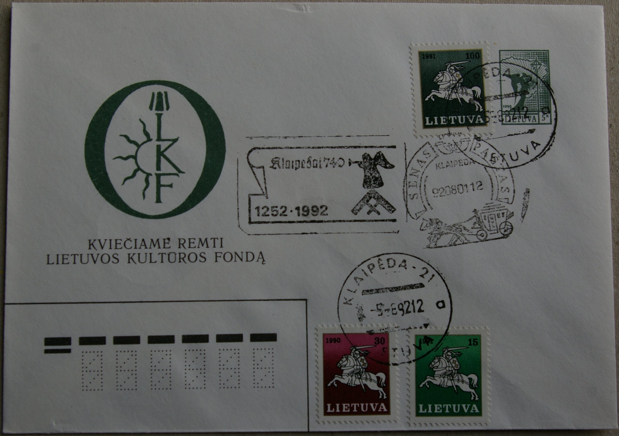 Lietuva, 1990m ženklinis vokas KvNr C5 G