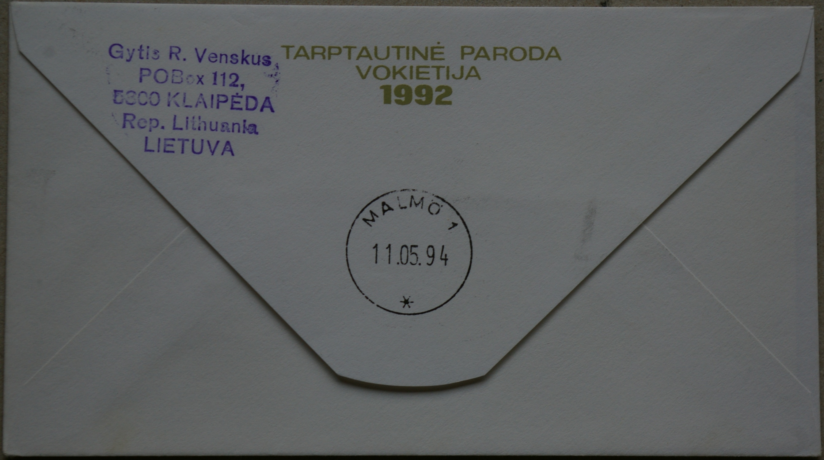 Dailininko A. Šakalio 1992m kolekcinis vokas Nr. 73B G