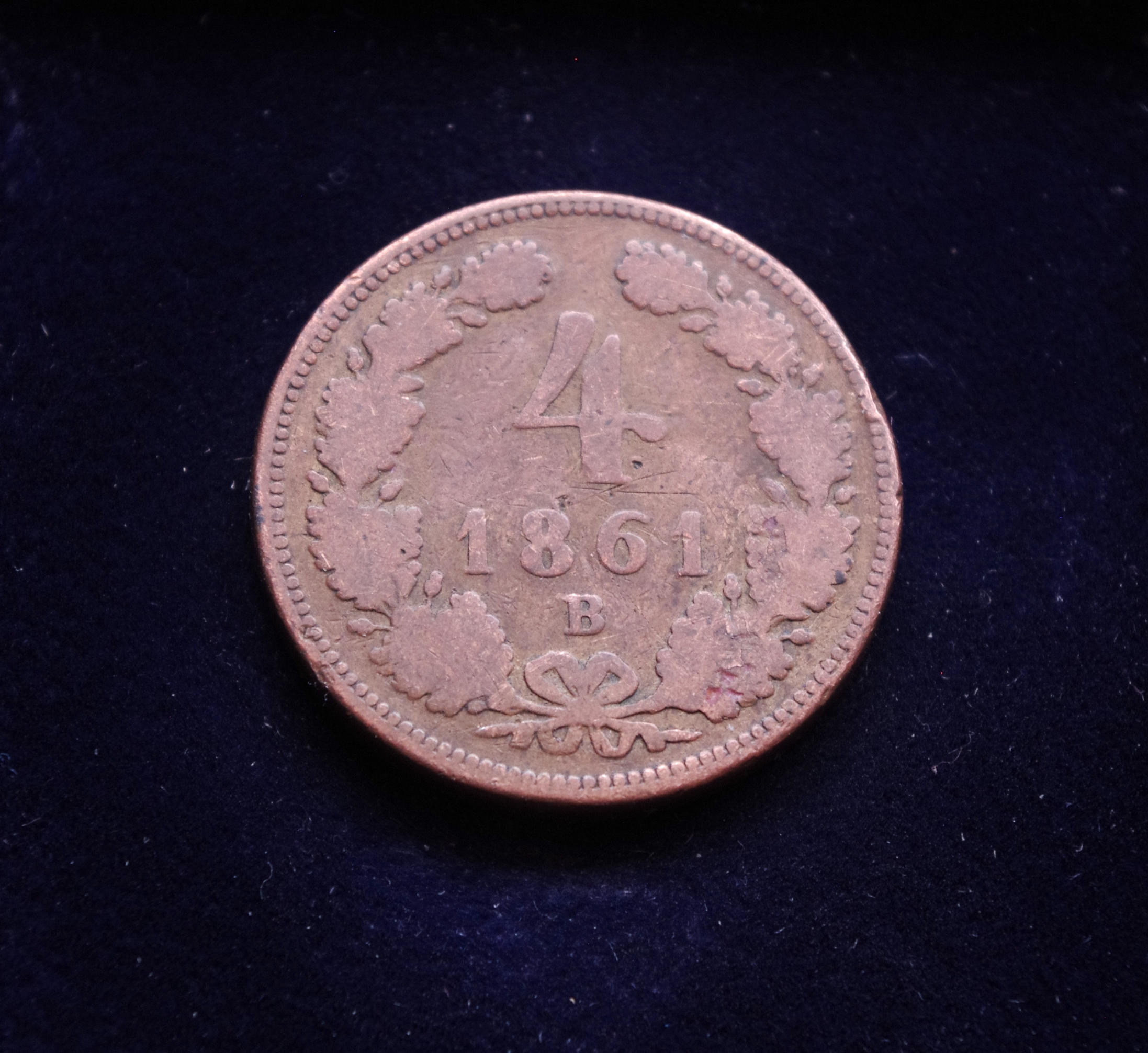 Austrija, 4 kreiceriai 1861m-B E