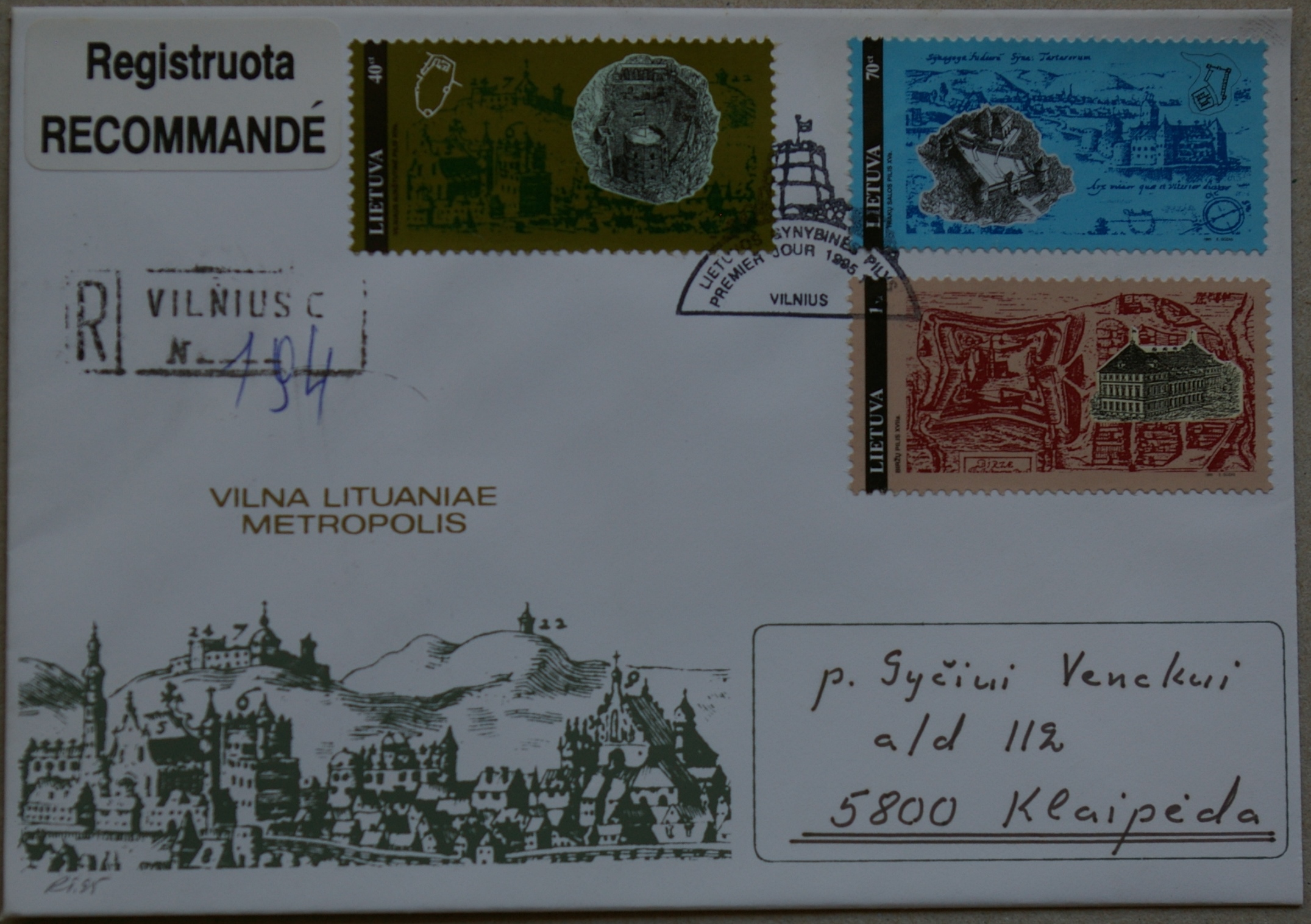 Dailininko A. Šakalio 1995m kolekcinis vokas Nr 202 G