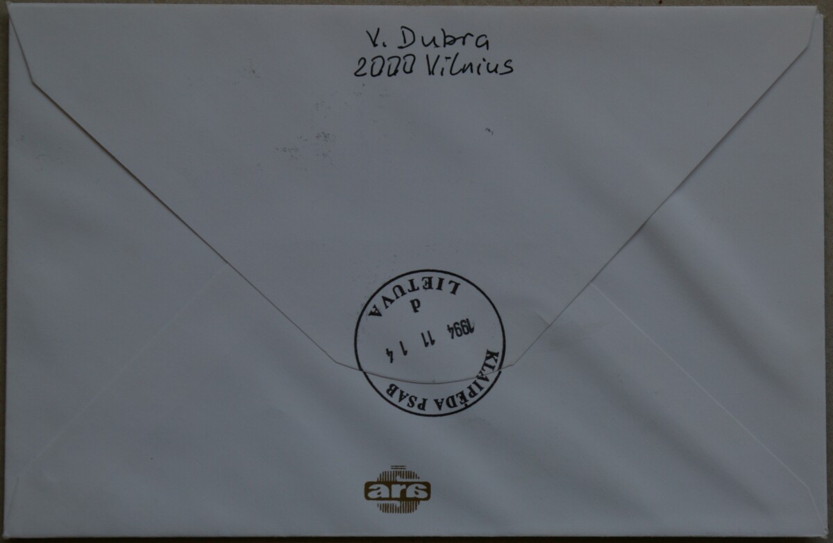 Dailininko A. Šakalio 1994m kolekcinis vokas Nr 159A G