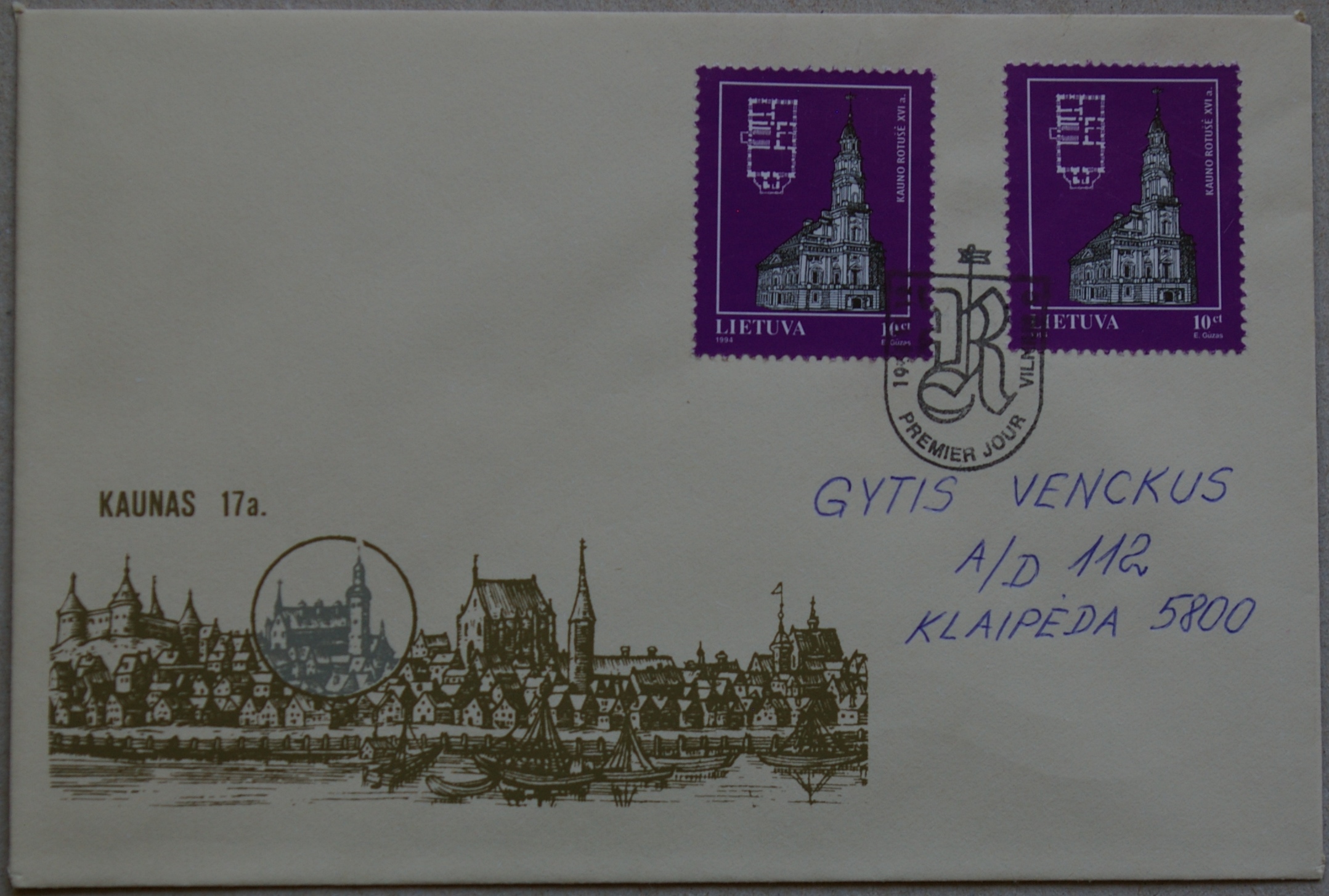 Dailininko A. Šakalio 1994m kolekcinis vokas Nr 158 G