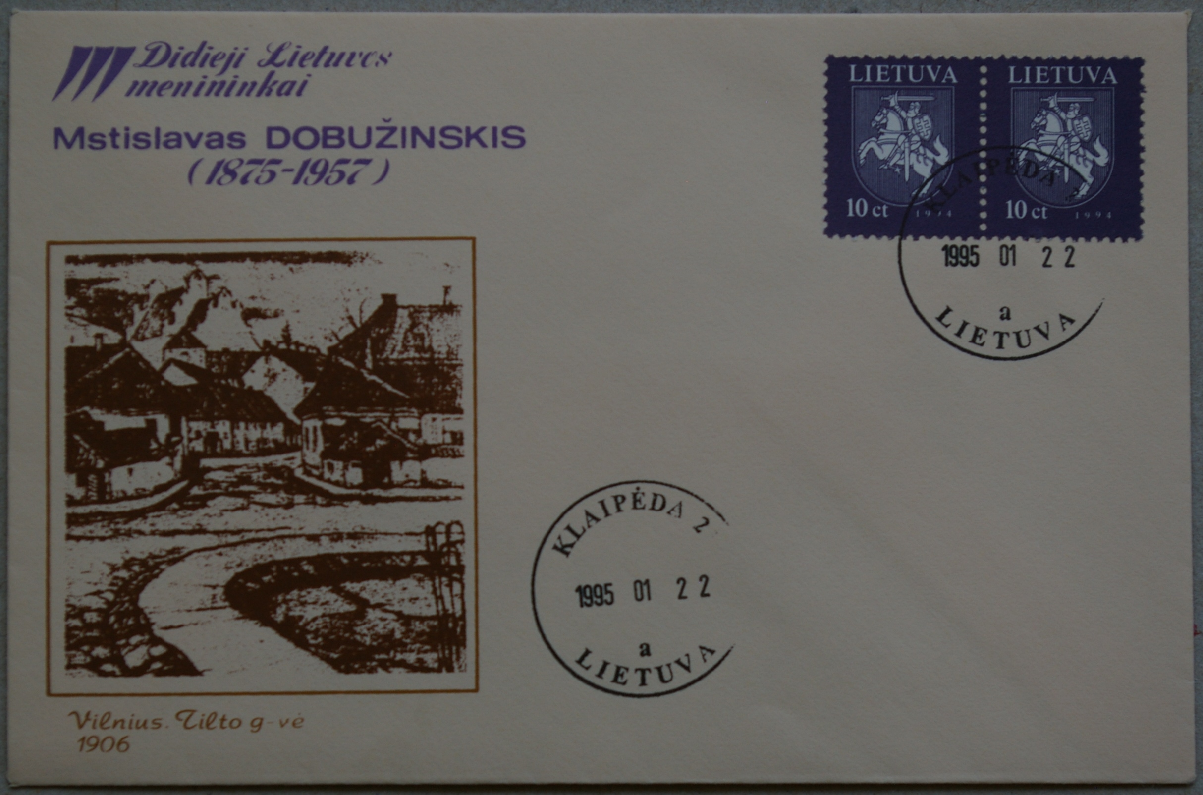 Dailininko A. Šakalio 1995m kolekcinis vokas Nr 170 G