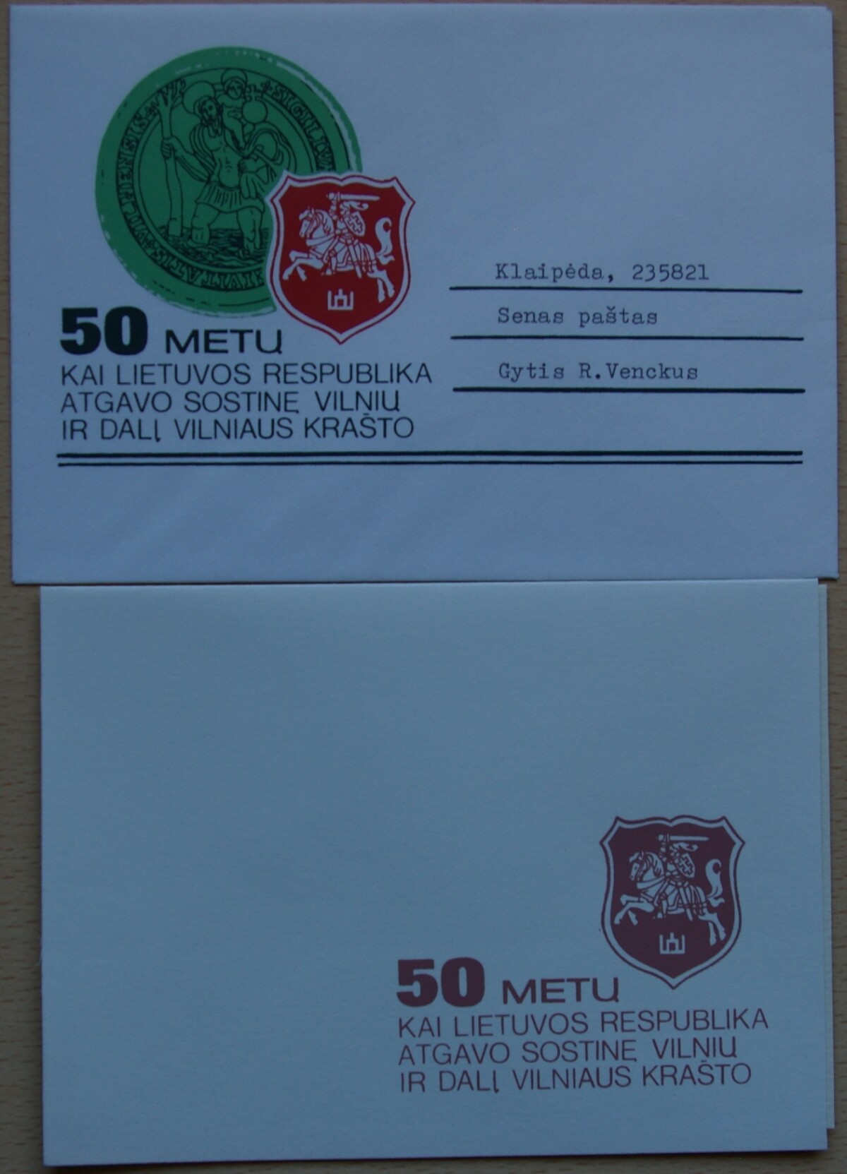 Dailininko A. Šakalio 1989m kolekcinis vokas su atvirute Nr 37B G