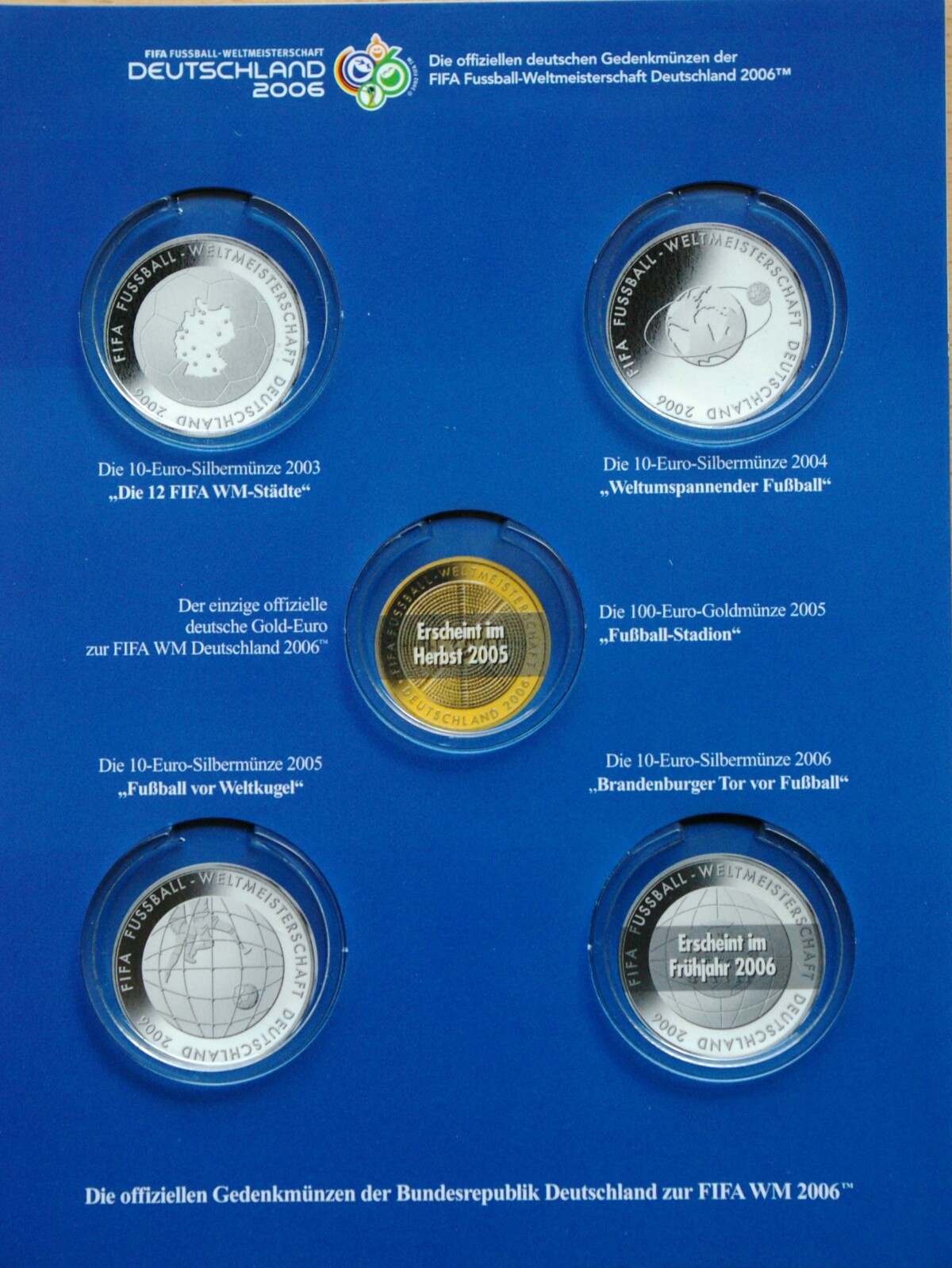 DOVANOJAM! 2006m Vokietijos "FIFA WM 2006" proginių monetų kortelė