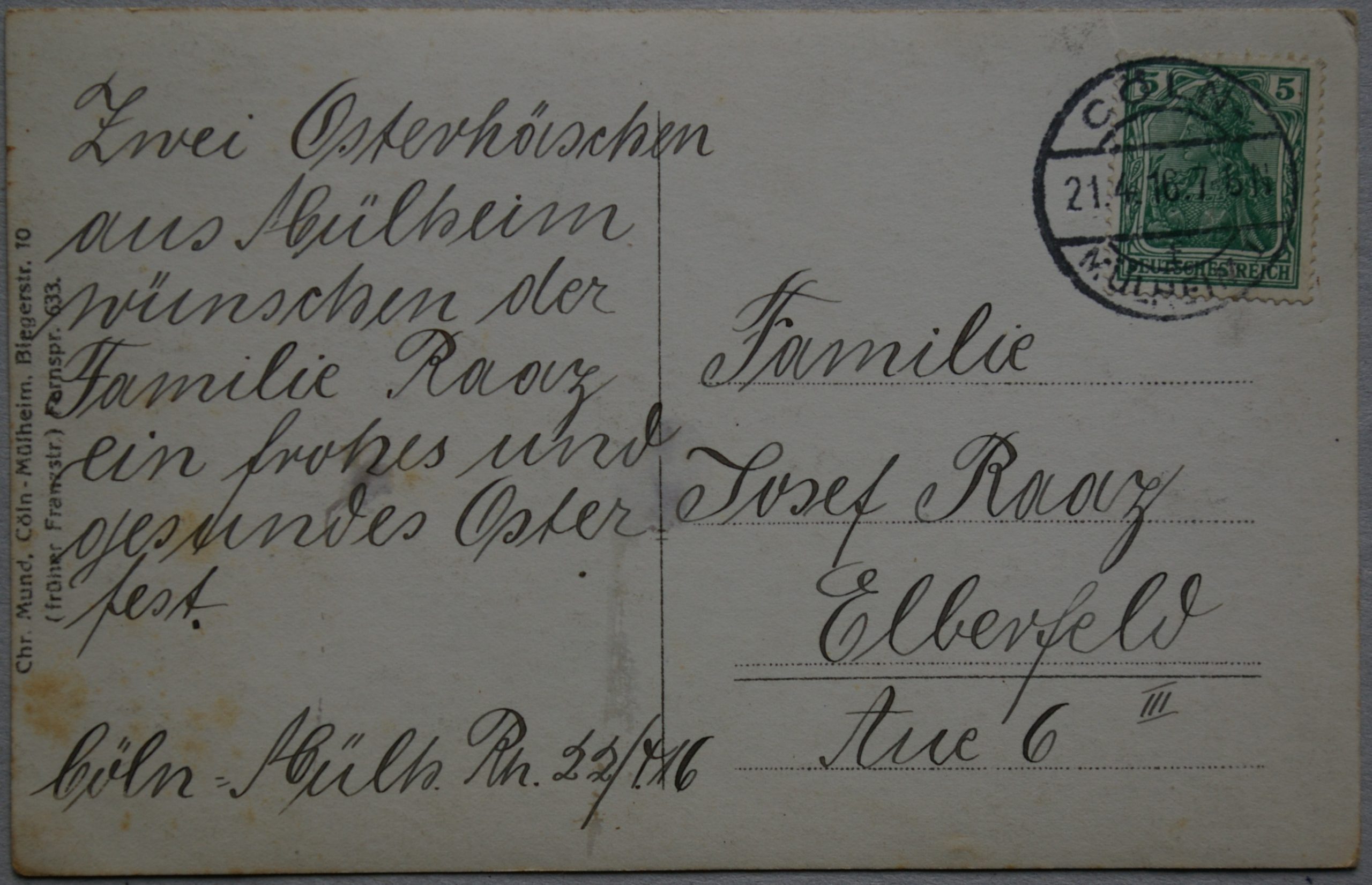 Vokietijos Reichas 1916m atvirlaiškis