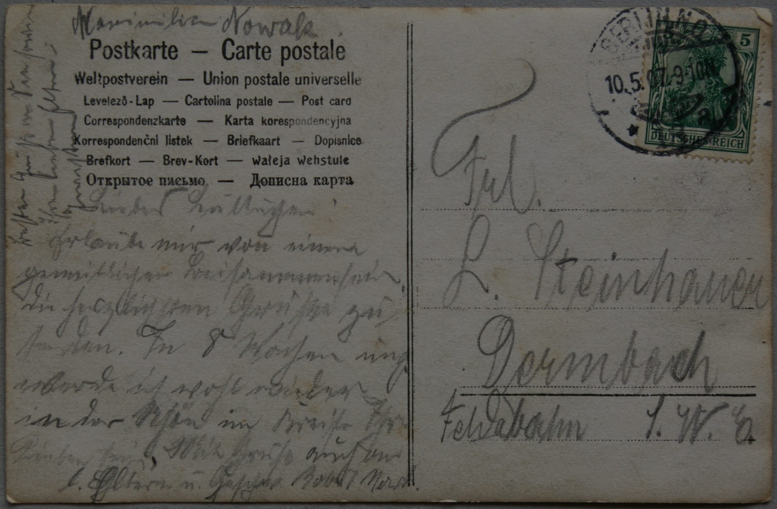 Vokietijos Reichas 1907m atvirlaiškis