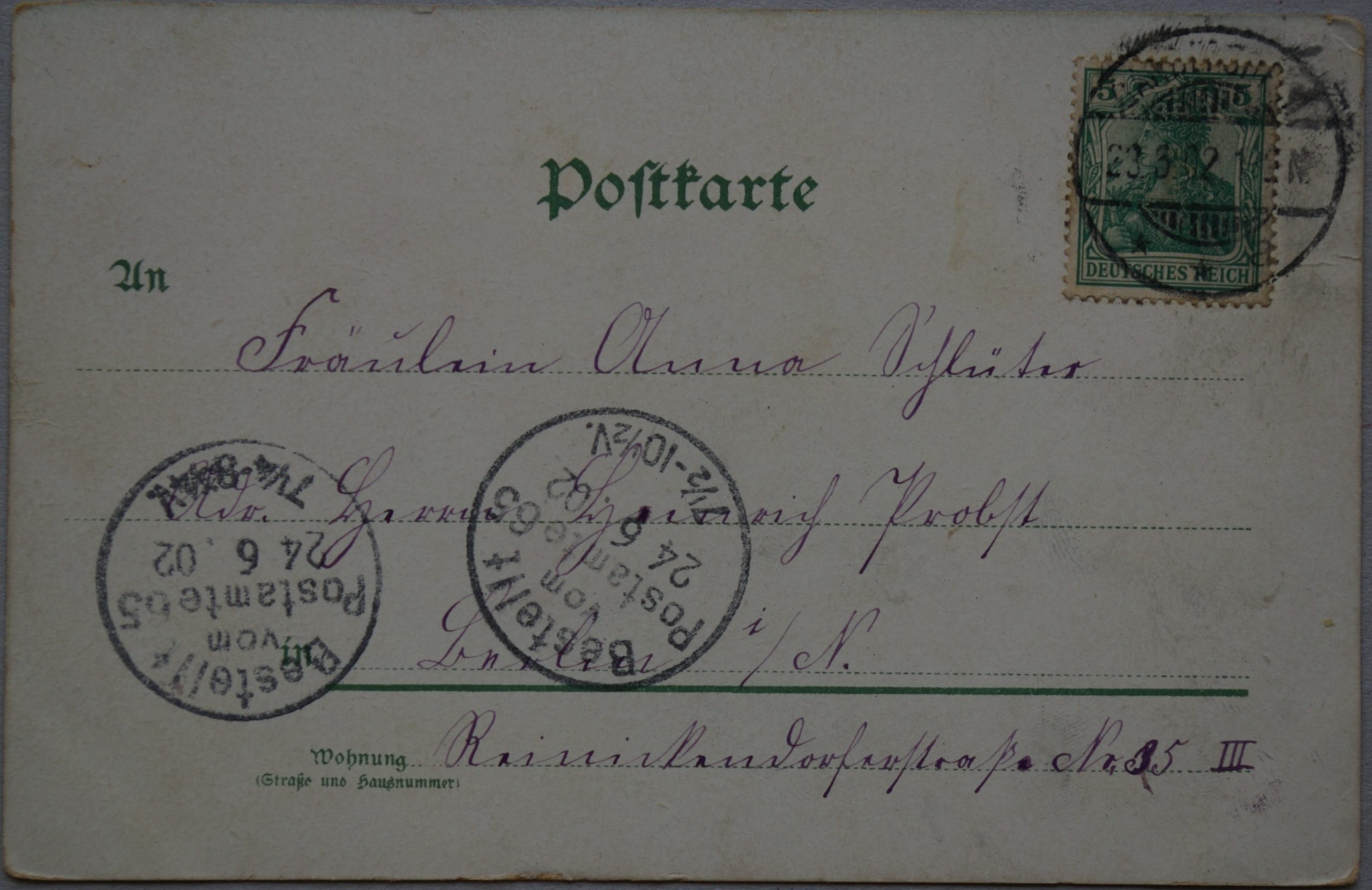 Vokietijos Reichas 1902m atvirlaiškis