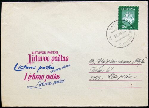 Lietuva, 1992m ne ženklinis vokas (O)