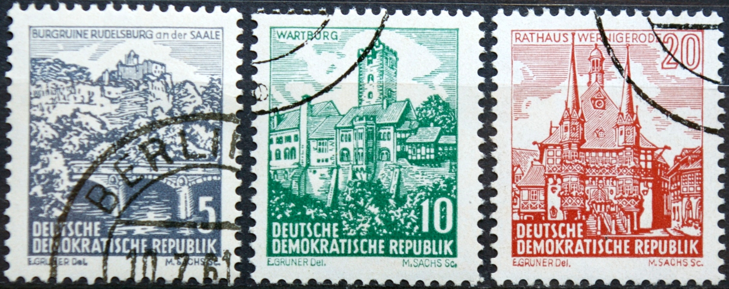 Vokietijos Demokratinė Respublika (VDR), pilna serija MiNr 835-837 Used (O)