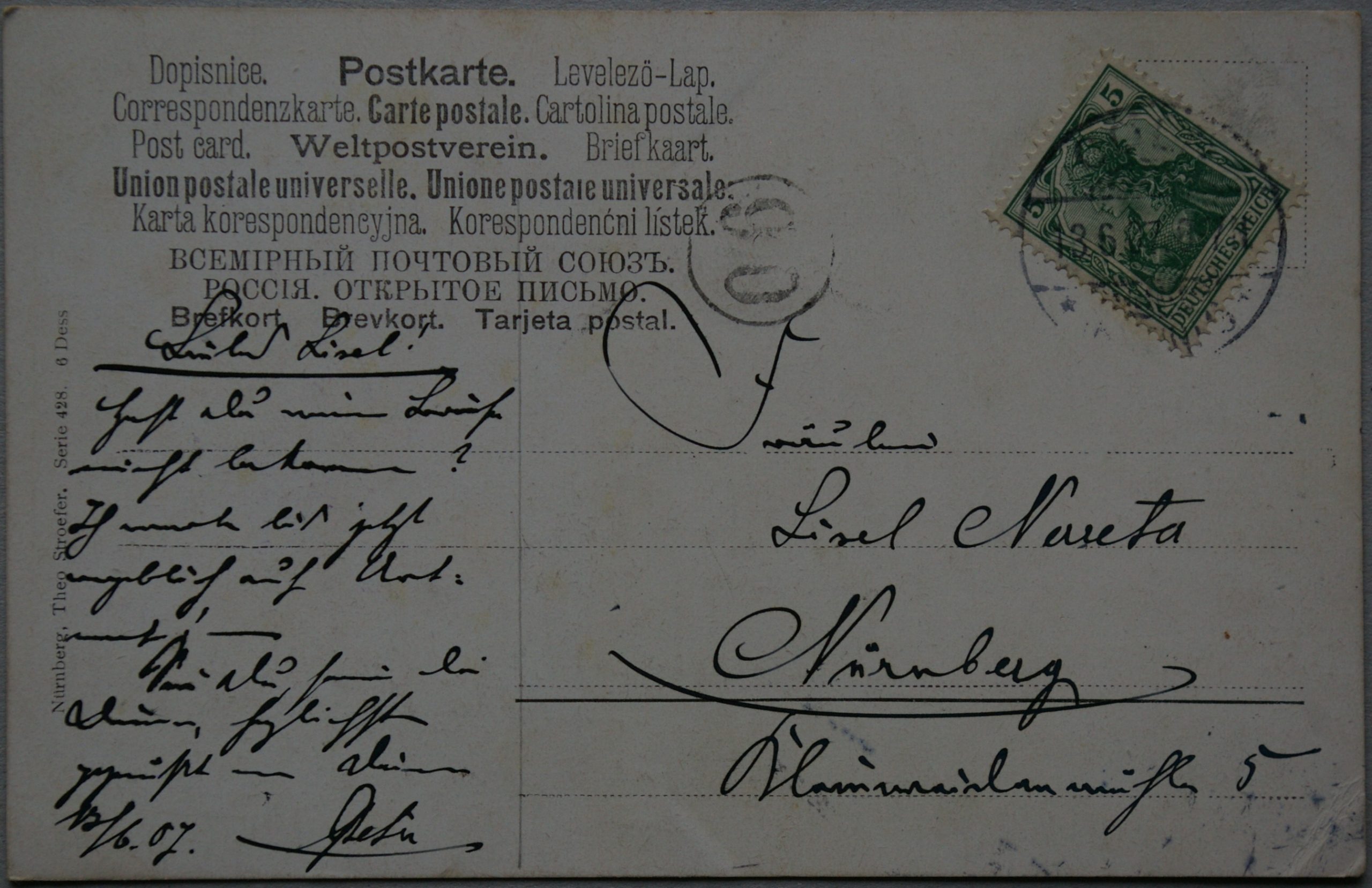 Vokietijos Reichas 1907m atvirlaiškis