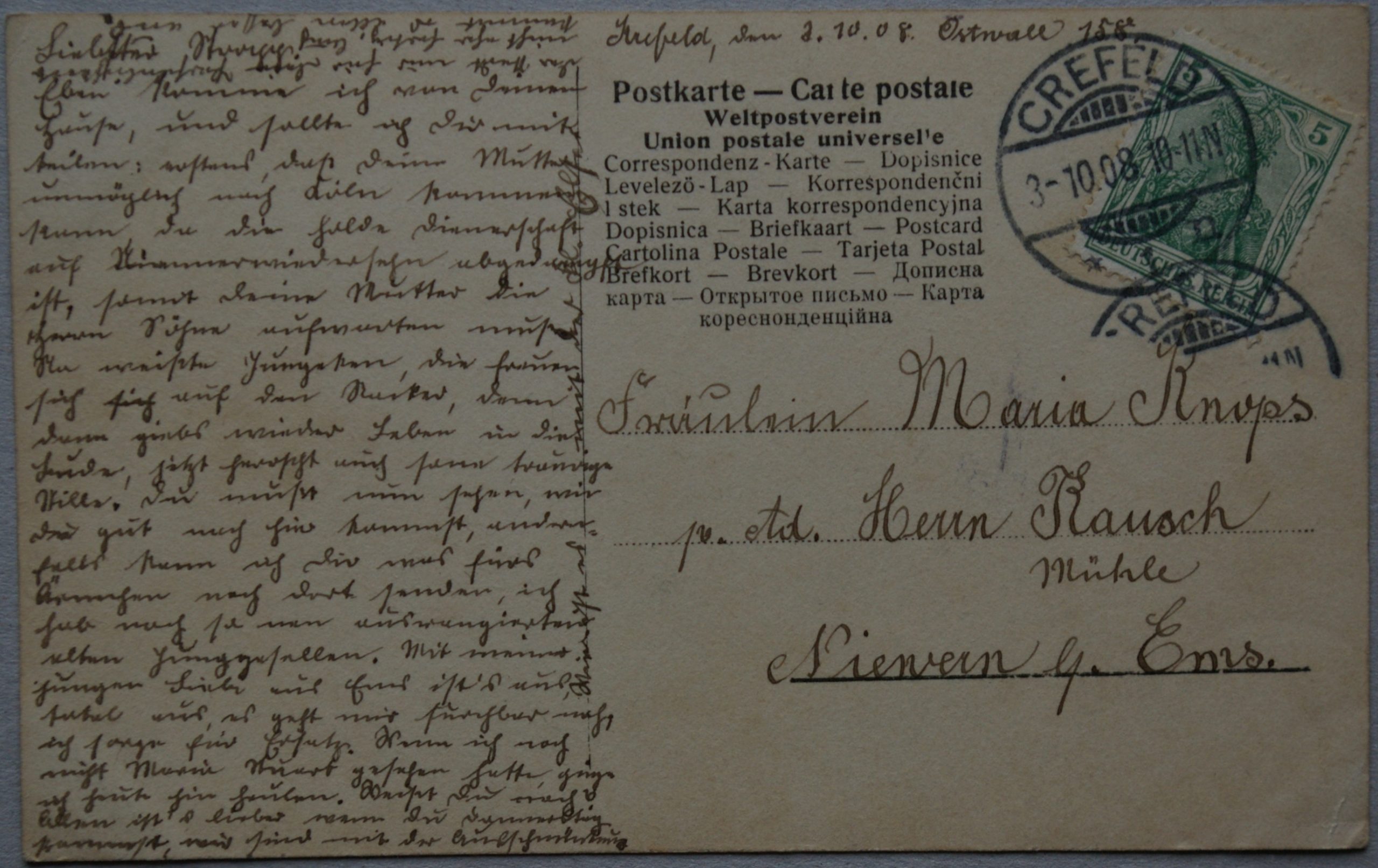 Vokietijos Reichas 1908m atvirlaiškis