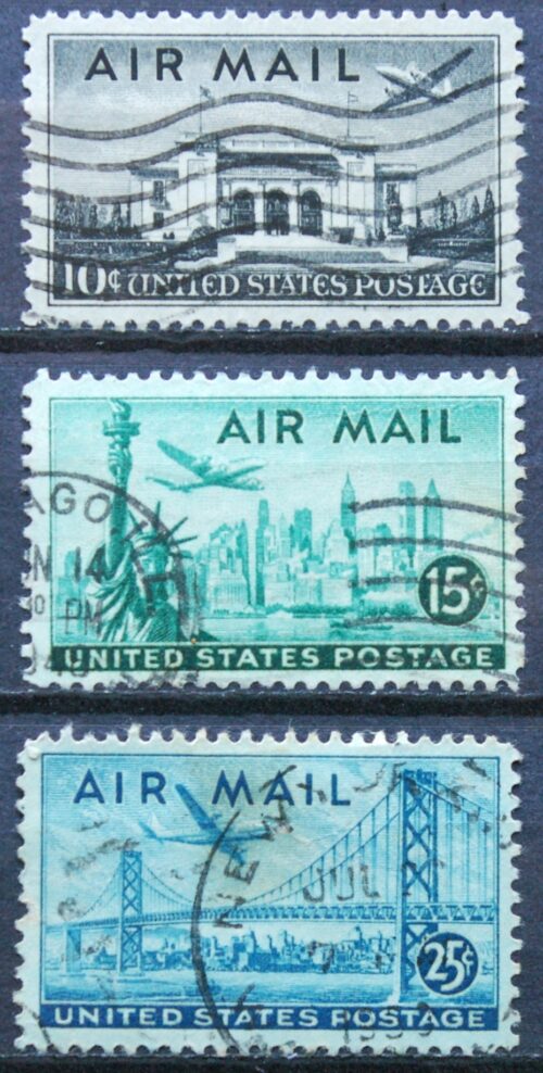JAV, oro paštas, pilna serija ScNr C34-C36 Used(O)