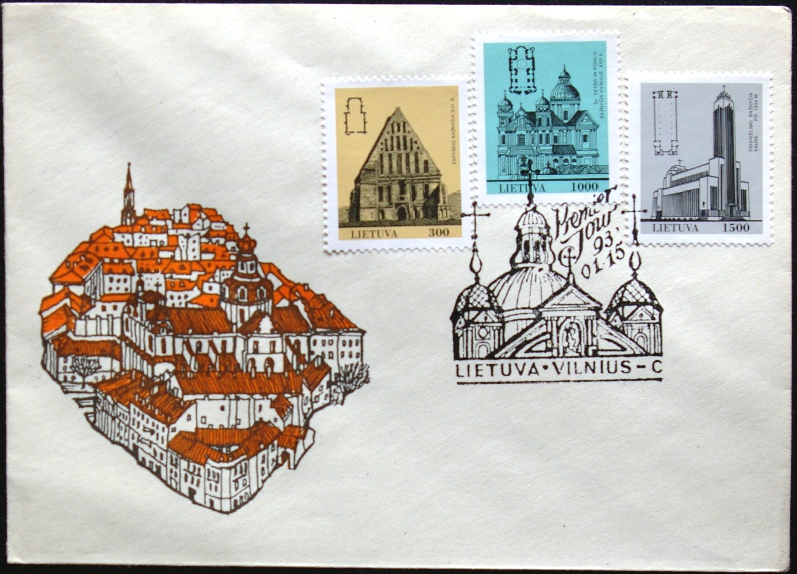 Lietuva, 1993m pirmos dienos vokas su MiNr 511-513