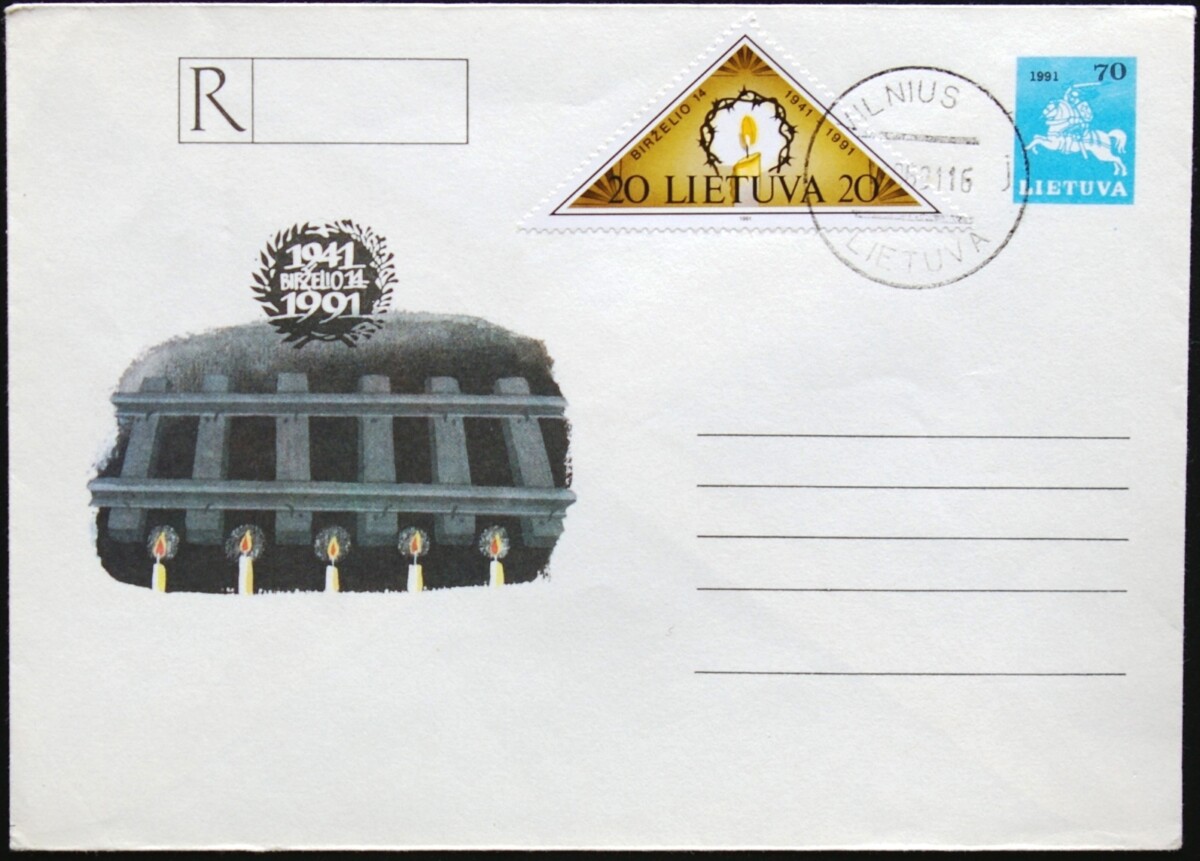 Lietuva, 1991m ženklinis vokas KvNr C13 su MiNr 477