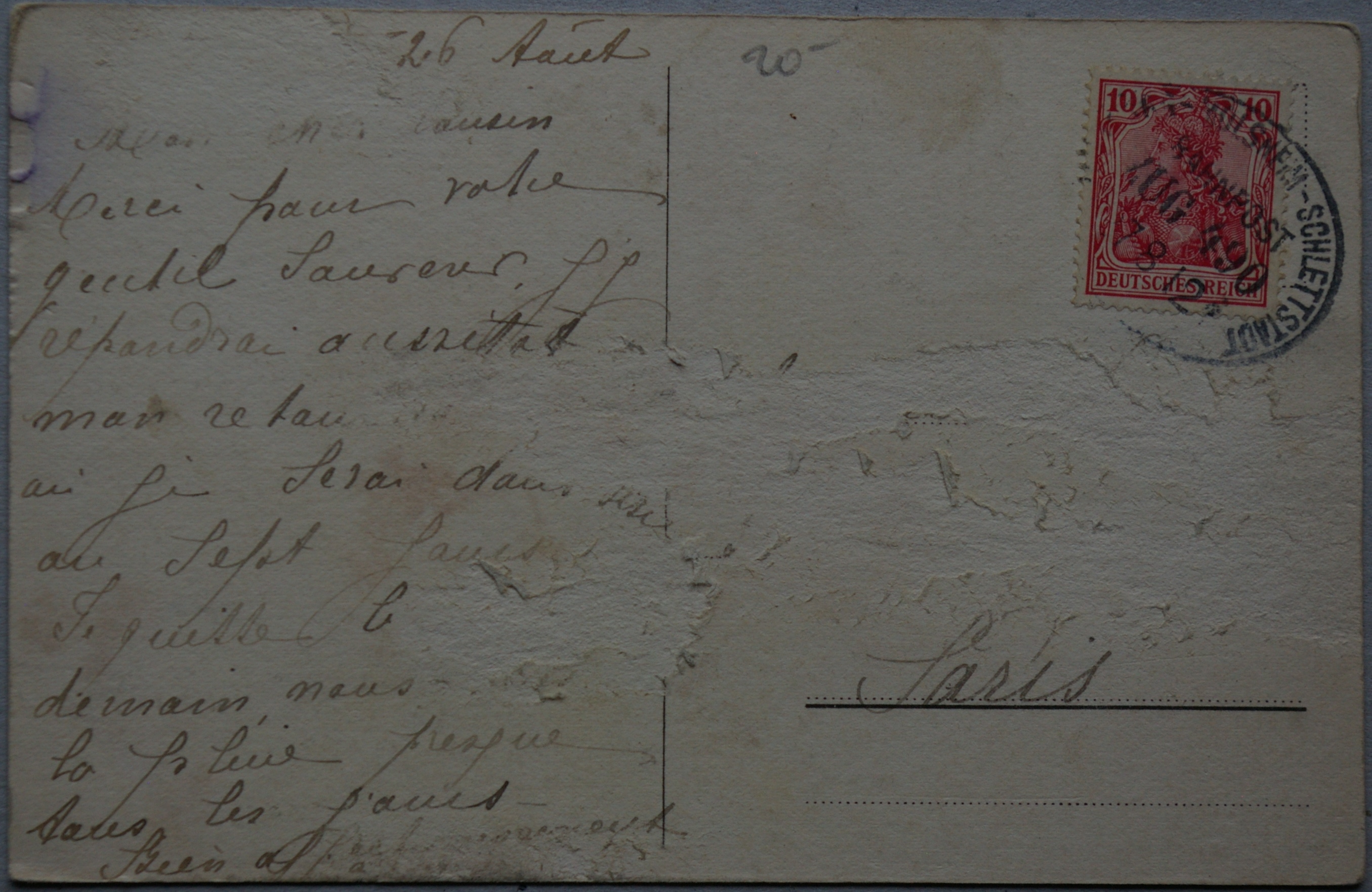 Vokietijos Reichas, Strazbūras, 1912m atvirlaiškis