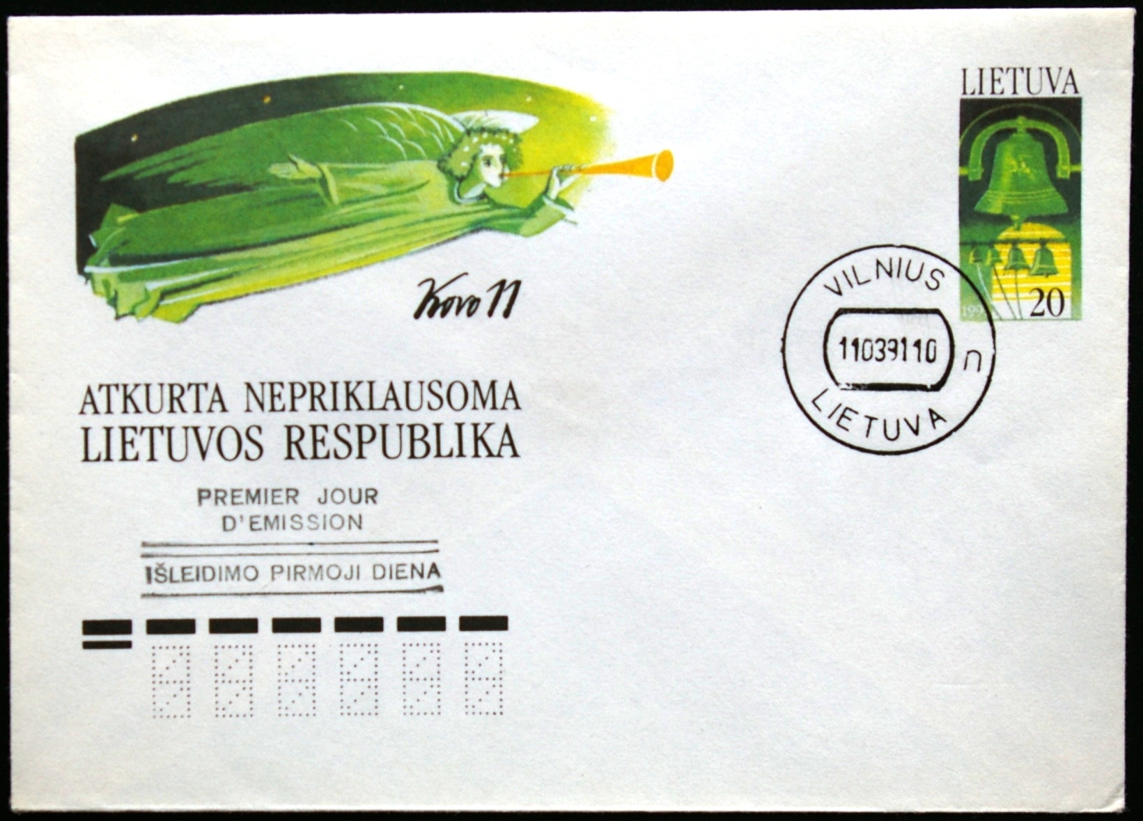 Lietuva, ženklinis vokas KvNr C11 (O)