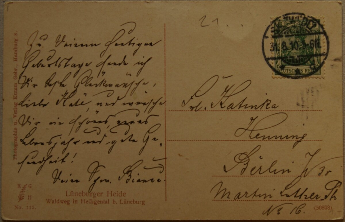 Vokietijos Reichas, Liuneburgas 1910m atvirlaiškis