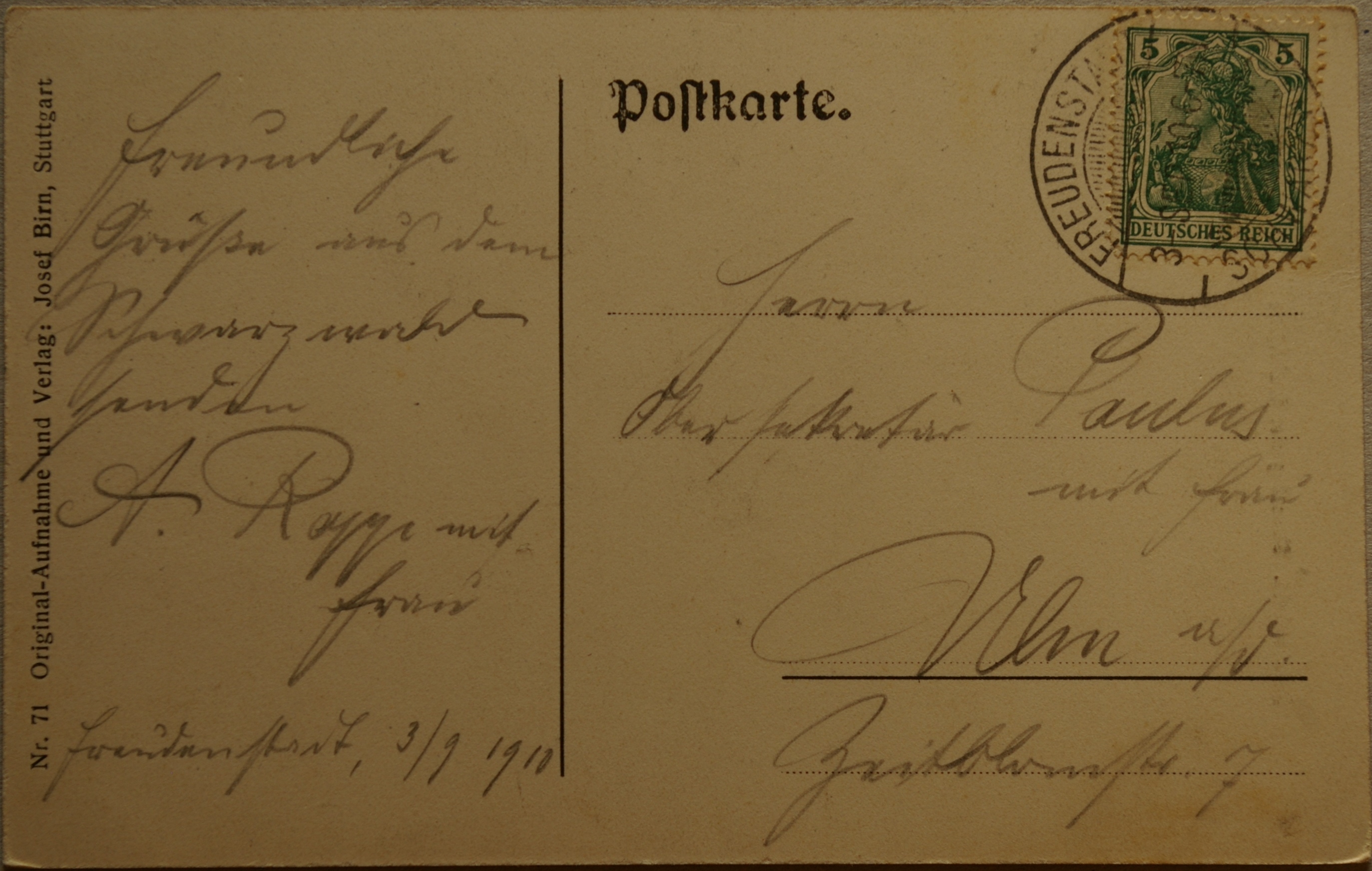 Vokietijos Reichas, Freudenštadas 1910m atvirlaiškis