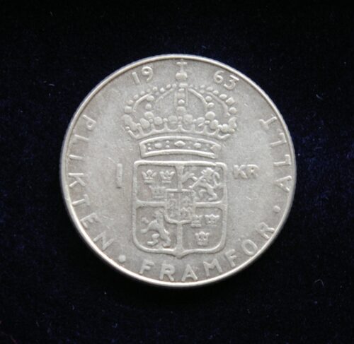 Švedija, SIDABRINĖ 1 krona 1963m