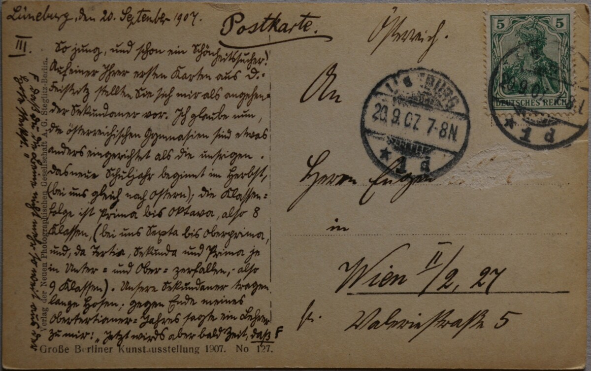 Vokietijos Reichas 1907m atvirlaiškis
