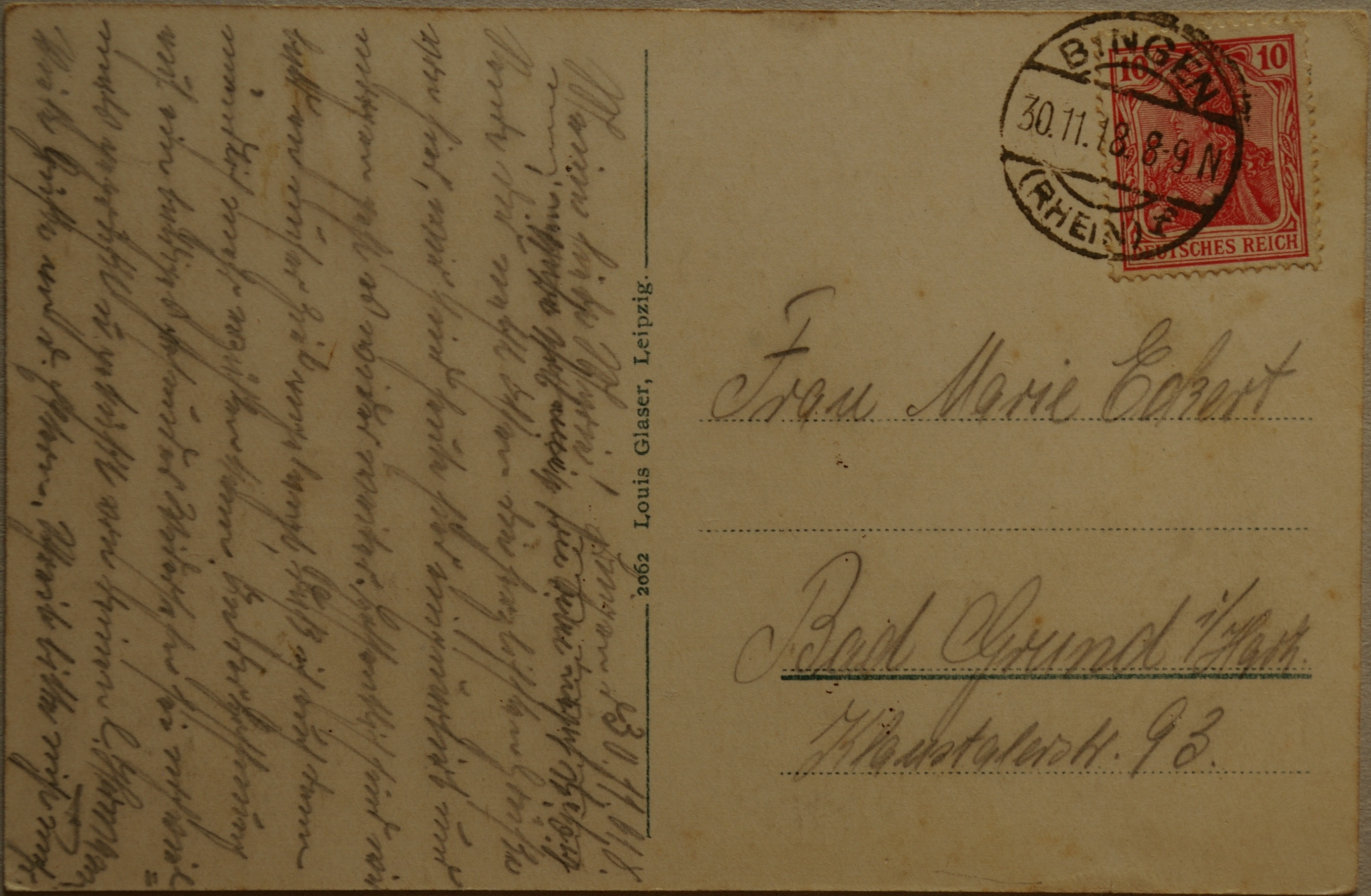 Vokietijos Reichas, Bingenas prie Reino 1918m atvirlaiškis