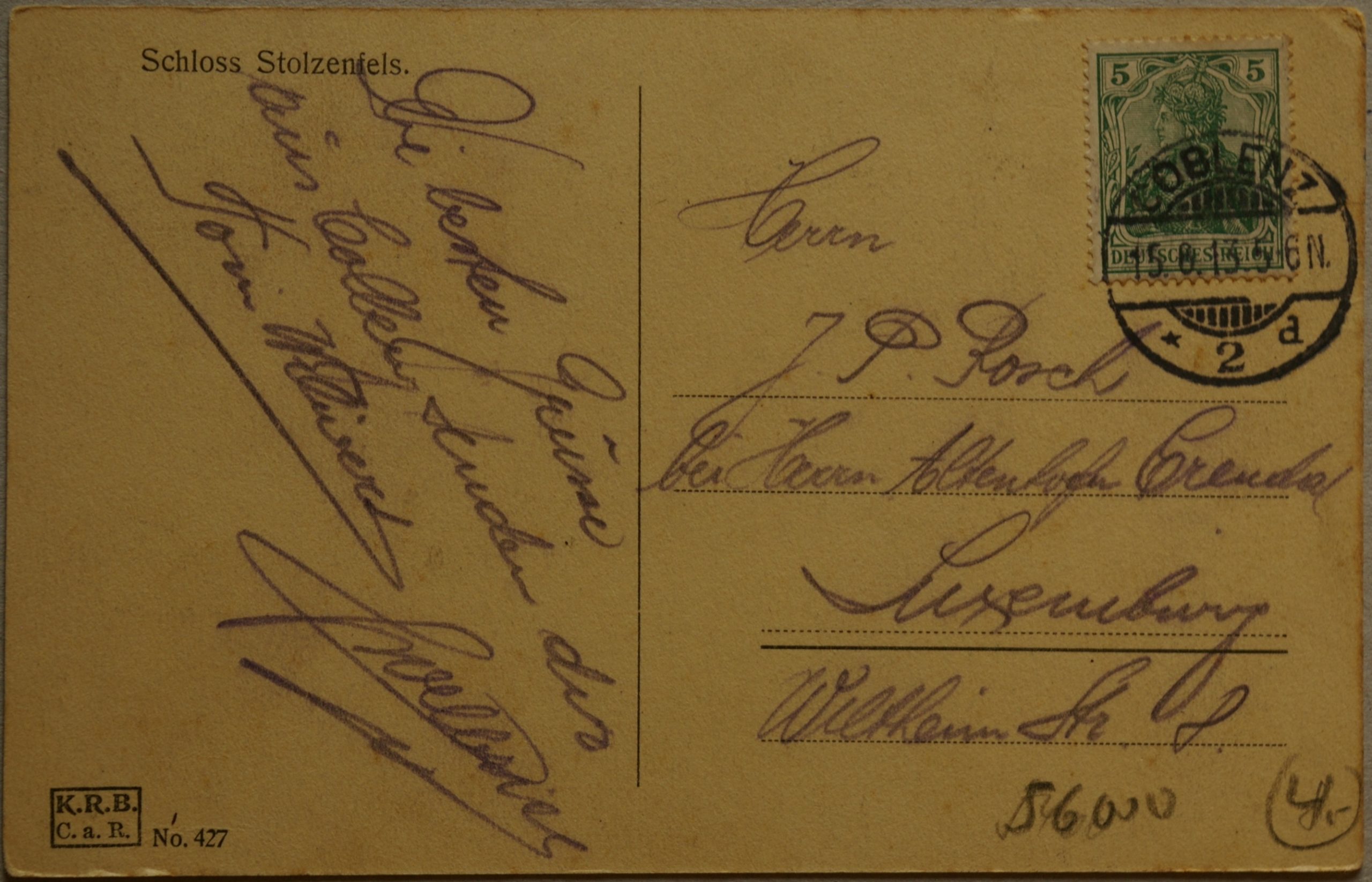 Vokietijos Reichas, Stolzenfelsas 1913m atvirlaiškis