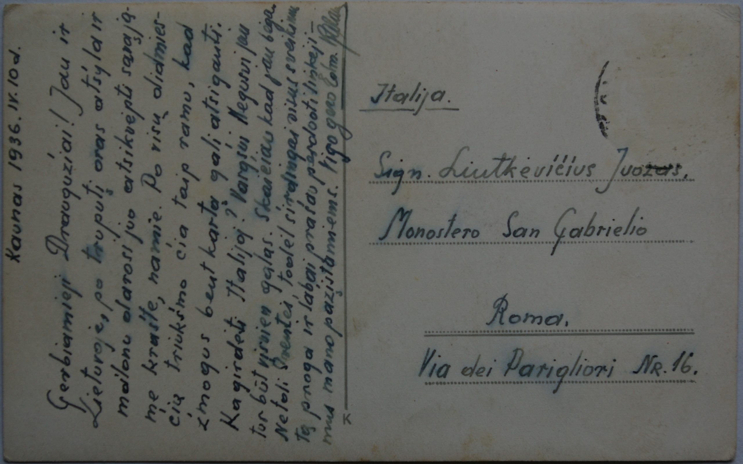 Lietuva, Kaunas, 1936m atvirlaiškis