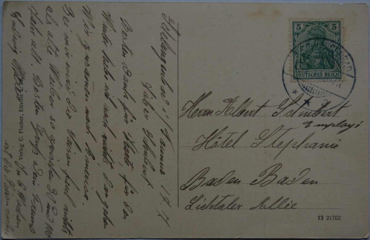 Vokietijos Reichas, Šlangenbadas 1913m atvirlaiškis