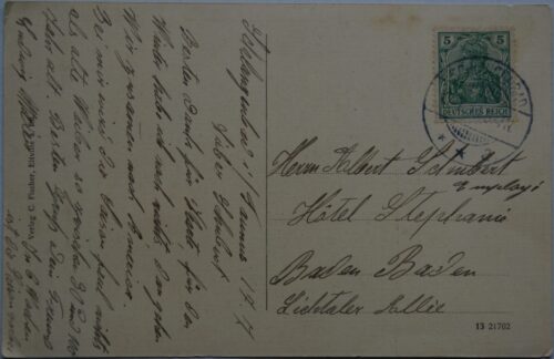 Vokietijos Reichas, Šlangenbadas 1913m atvirlaiškis