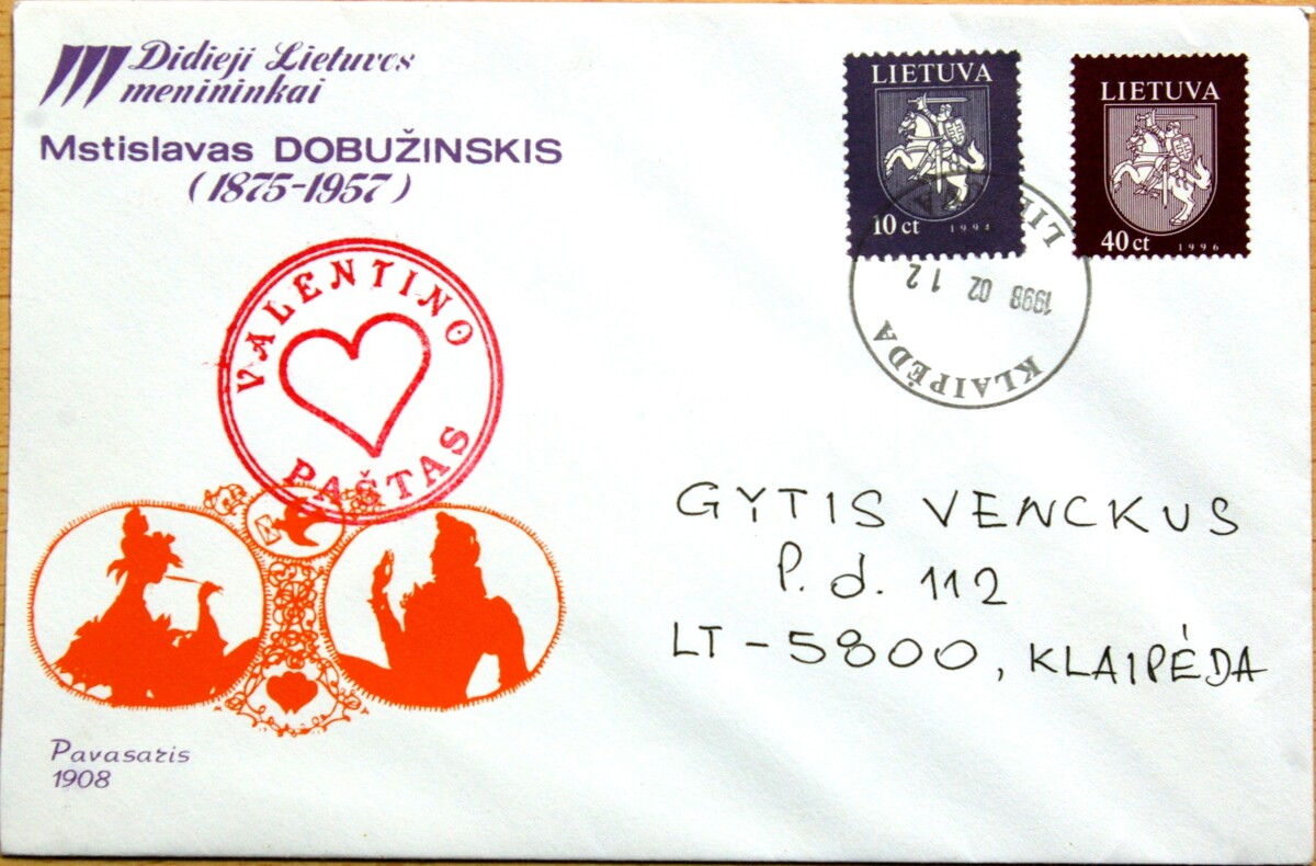Dailininko A. Šakalio 1995m kolekcinis vokas Nr 172 G