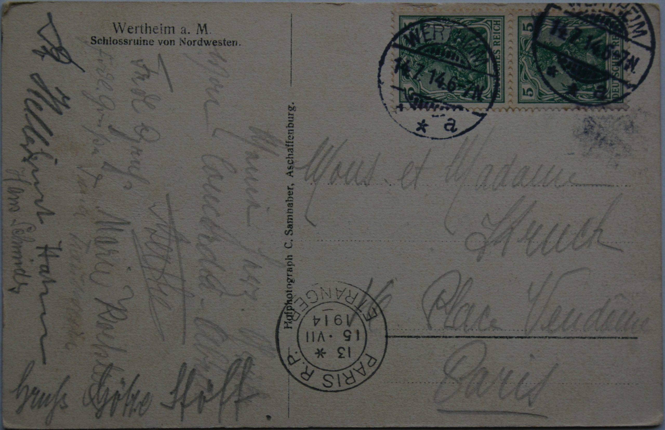 Vokietijos Reichas, Wertheimas 1914m atvirlaiškis