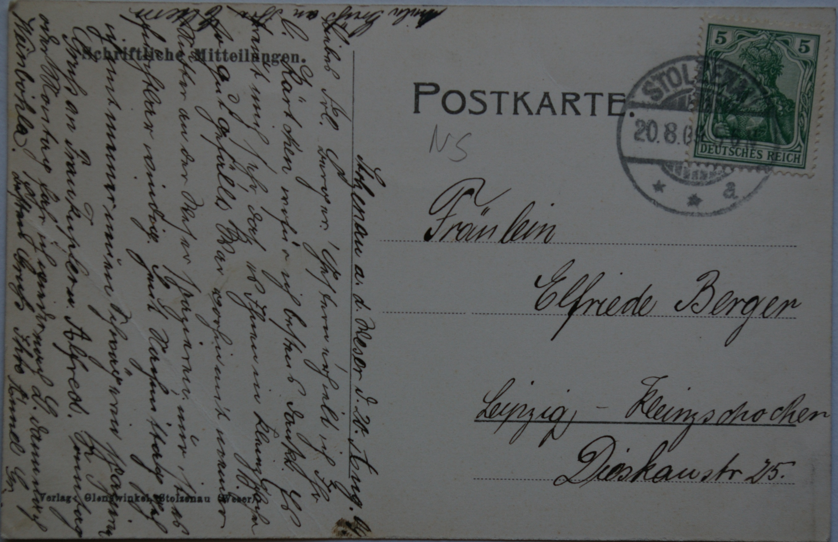 Vokietijos Reichas, Stolzenau 1909m atvirlaiškis