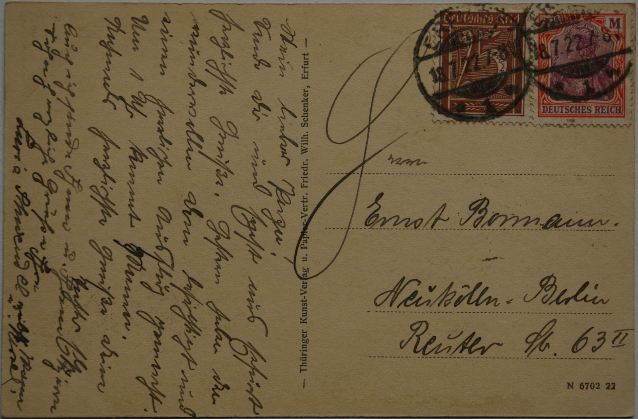 Vokietijos Reichas, Erfurtas 1922m atvirlaiškis