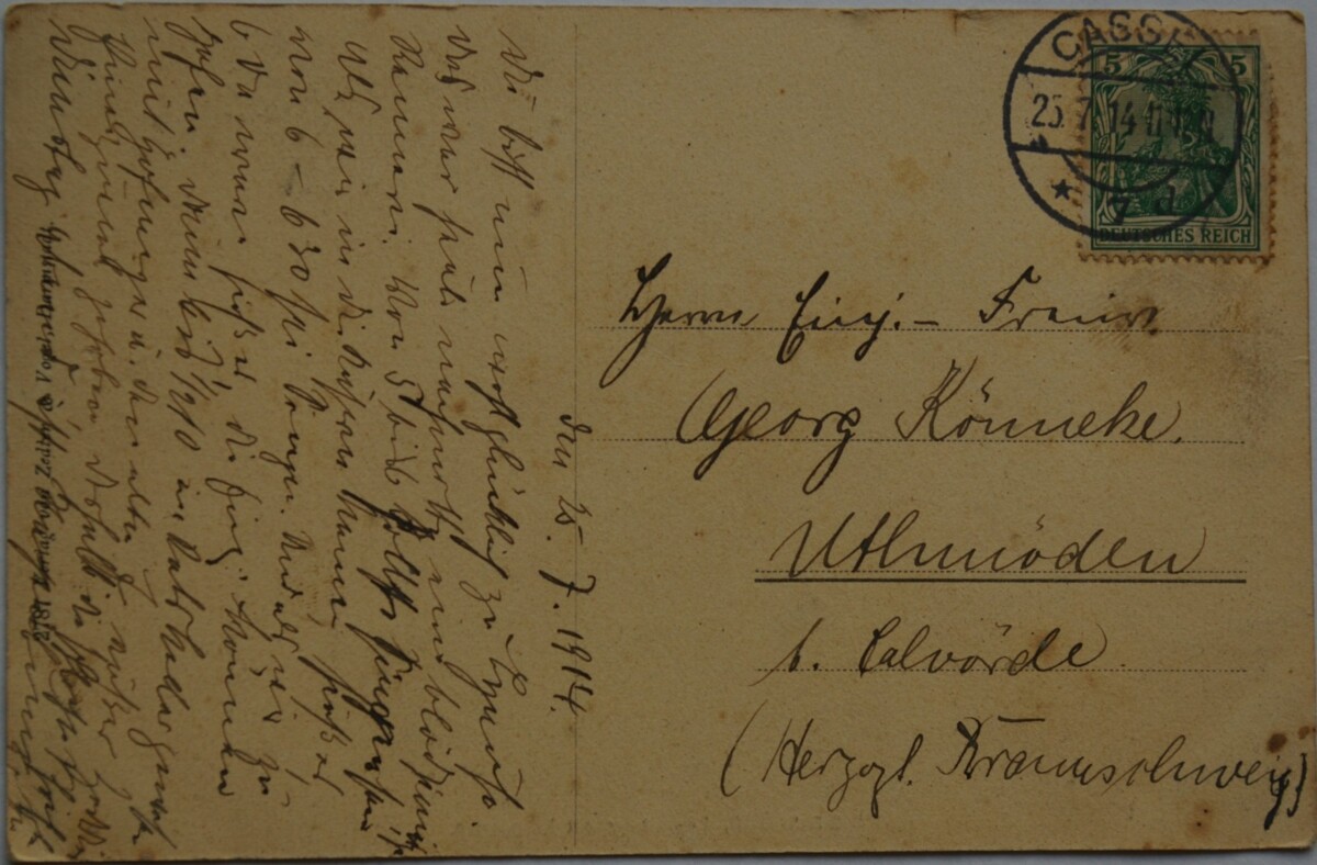 Vokietijos Reichas, Wilhelmshohe 1914m atvirlaiškis