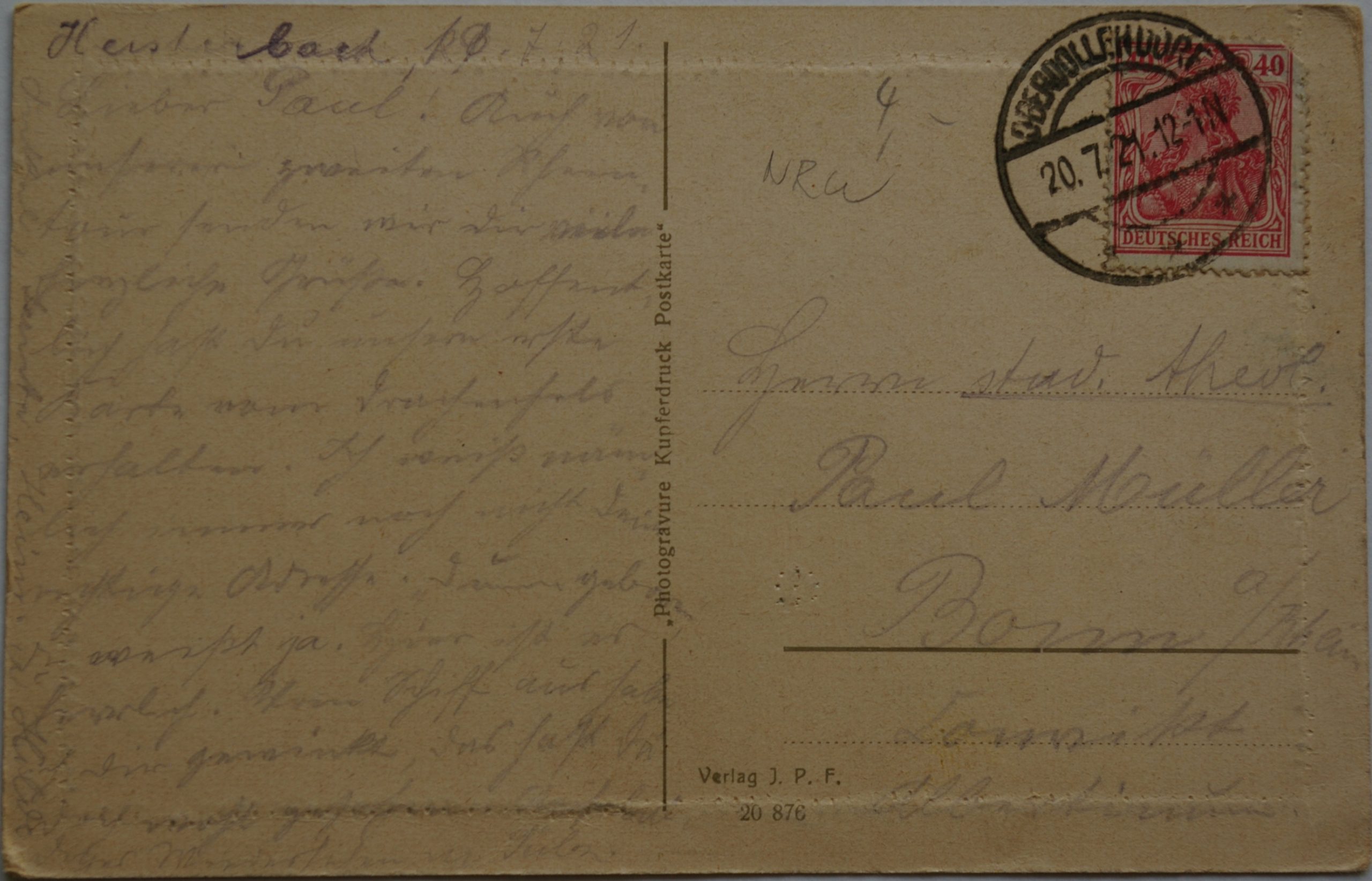 Vokietijos Reichas, Konigswinteris 1921m atvirlaiškis