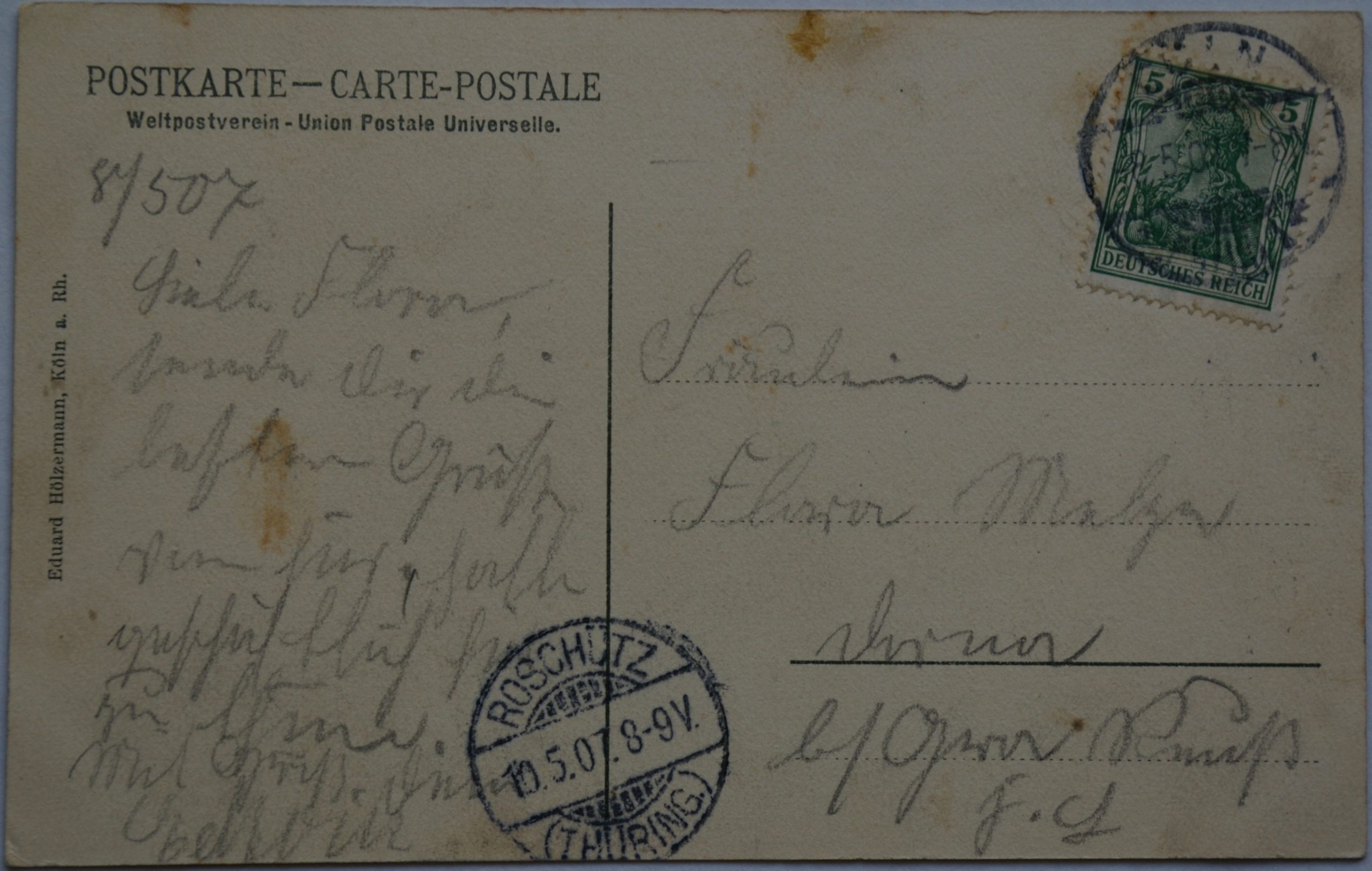 Vokietijos Reichas, Kelnas 1907m atvirlaiškis