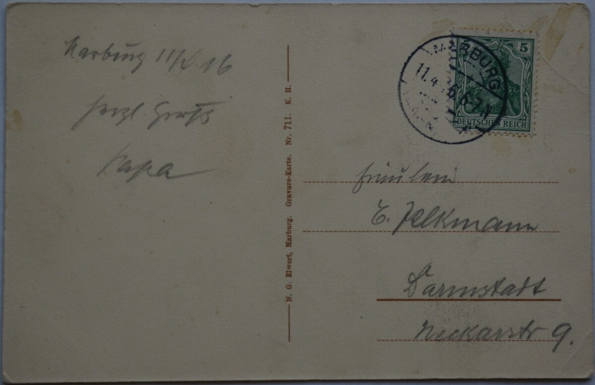 Vokietijos Reichas, Marburgas 1916m atvirlaiškis