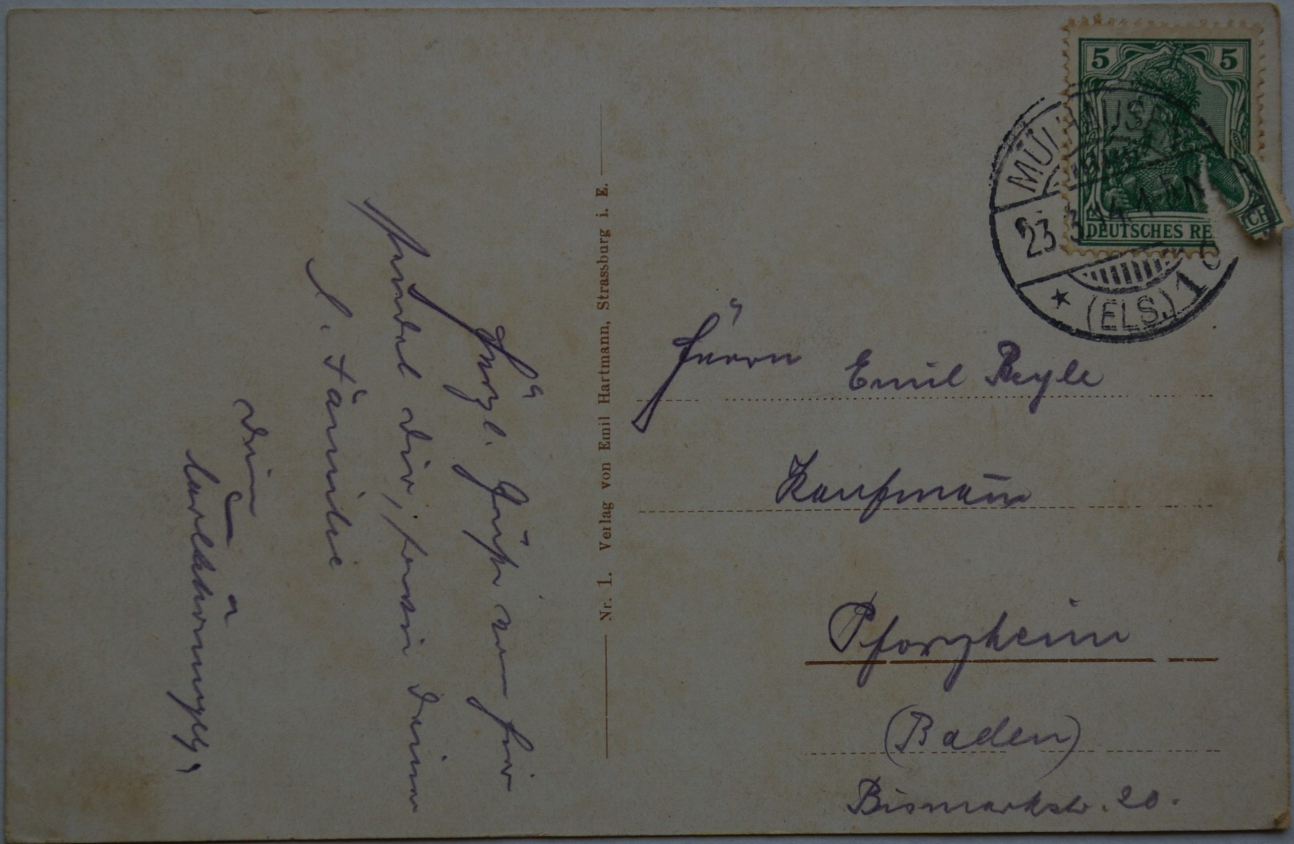 Vokietijos Reichas Miulhauzenas 1914m atvirlaiškis