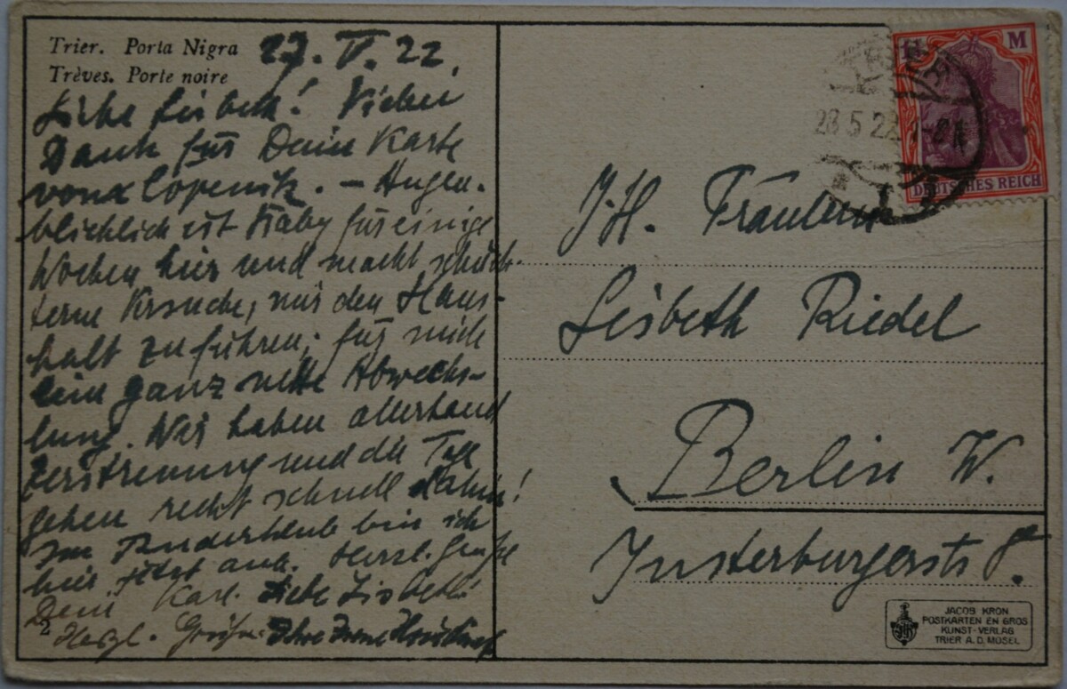 Vokietijos Reichas, Trieras 1922m atvirlaiškis