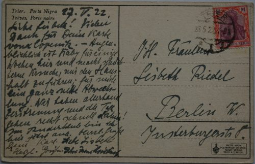 Vokietijos Reichas, Trieras 1922m atvirlaiškis