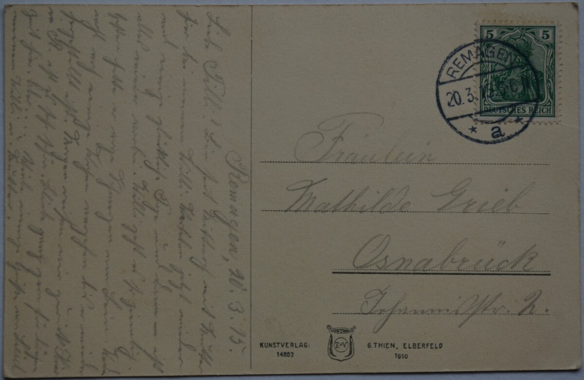 Vokietijos Reichas, Remagenas 1915m atvirlaiškis