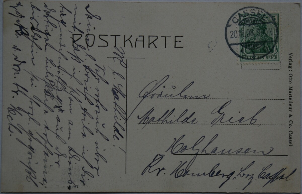 Vokietijos Reichas Kaselis 1908m atvirlaiškis
