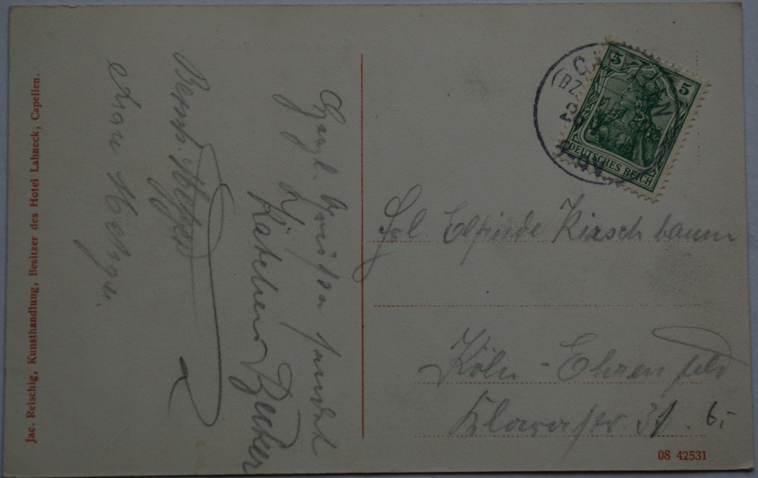 Vokietijos Reichas, Stolzenfelsas 1909m atvirlaiškis