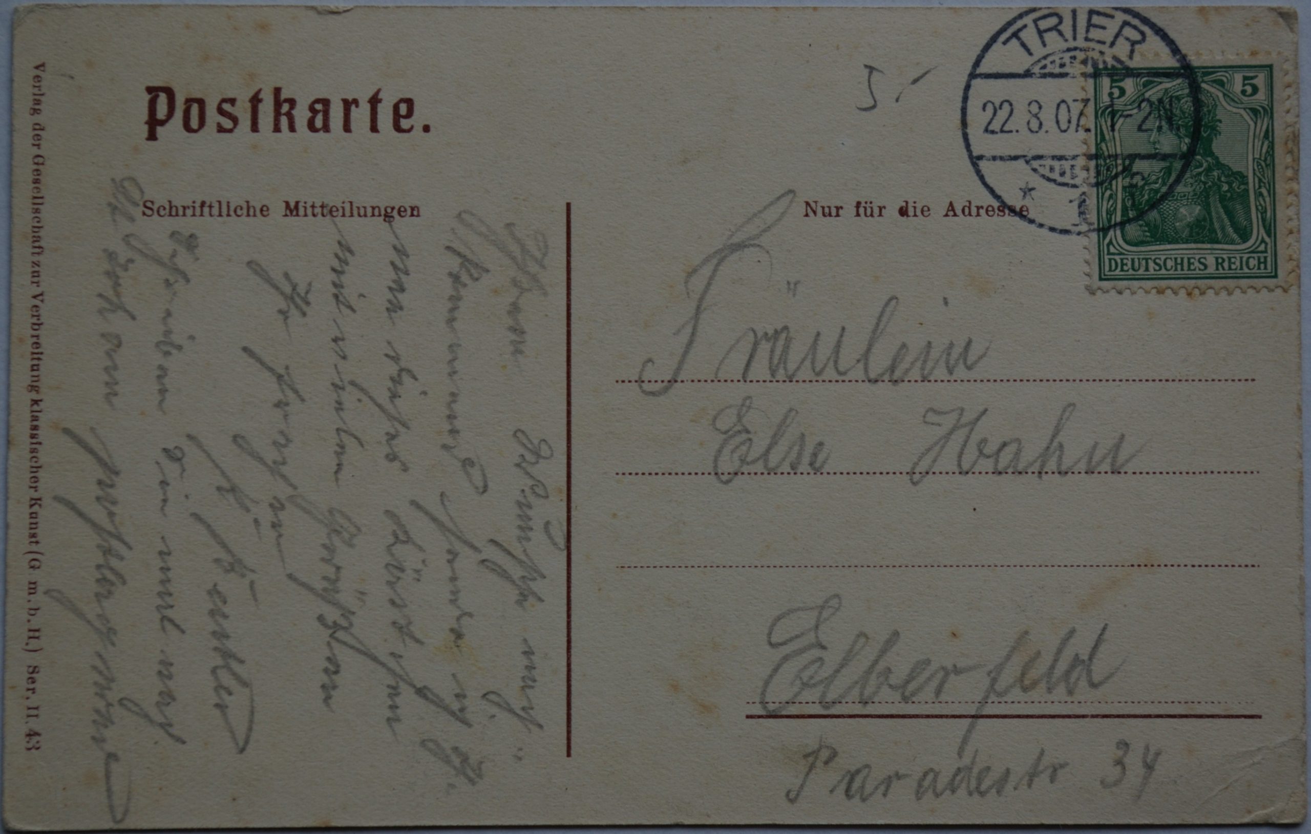 Vokietijos Reichas, Trieras 1907m atvirlaiškis