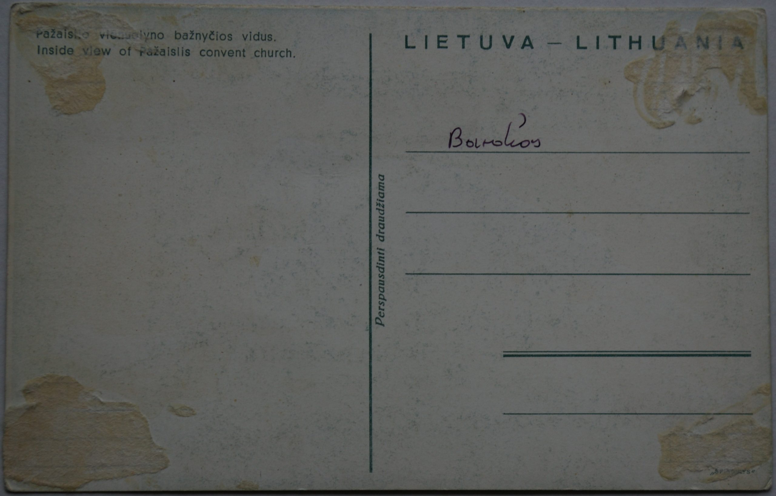 Lietuva, Pažaislis, senas atvirlaiškis