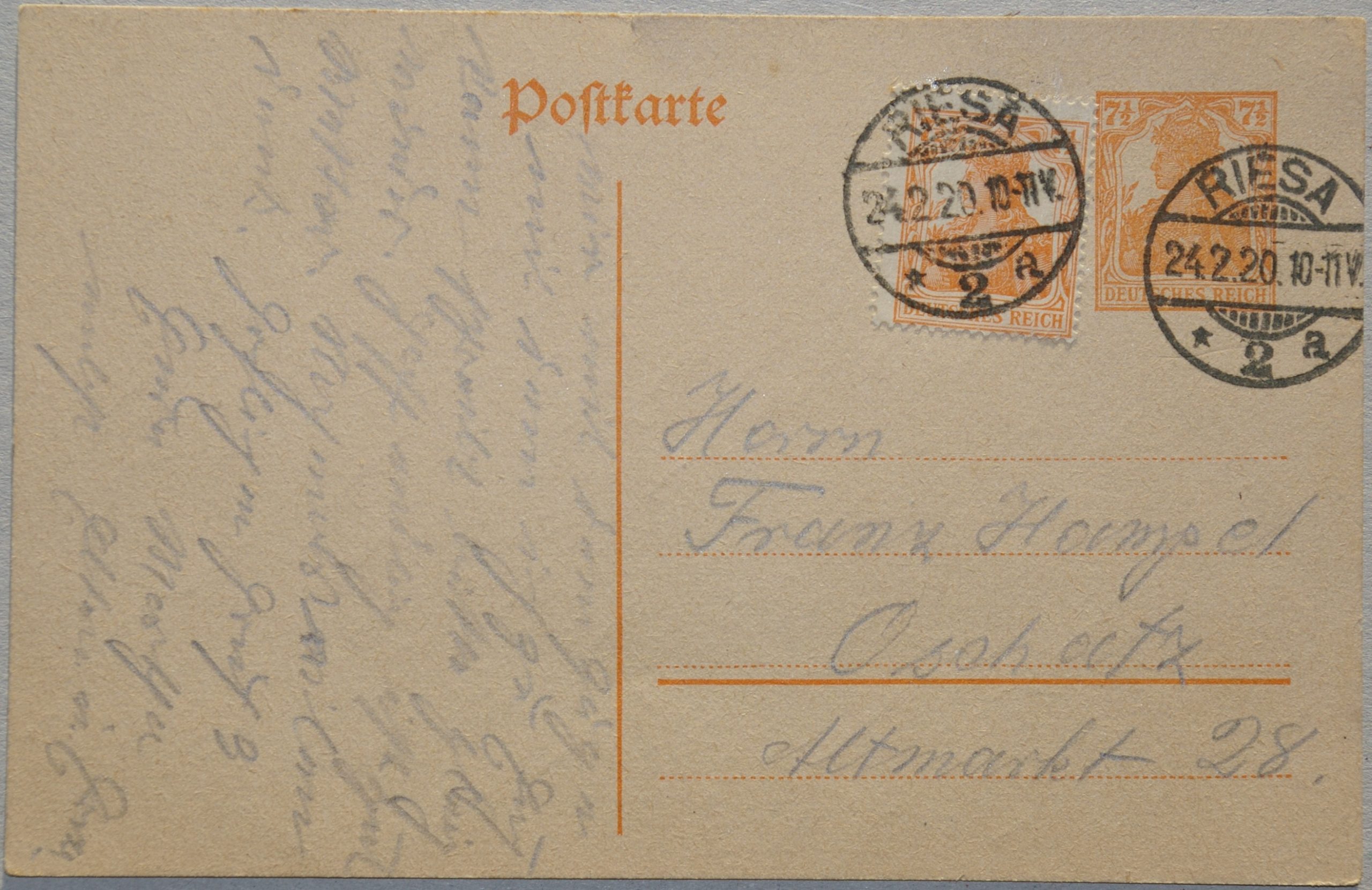 Vokietijos Reichas, 1920m atvirlaiškis